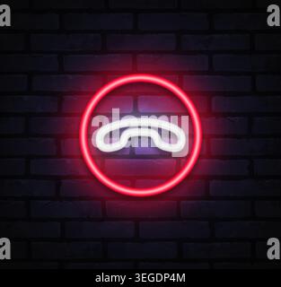 Red neon phone receiver icon in circle. Hotline and customer support symbol for contact, communication, and calling. Stock Vector