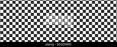 Black white checkerboard background, pattern grid. Retro psychedelic checkered wallpaper. Chessboard surface. Distorted geometric grid. Vector illustration Stock Vector