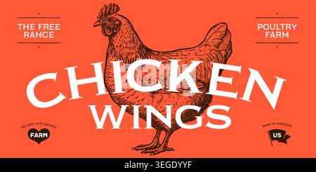 Label, sticker, tag. Chicken Stock Vector