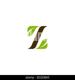 Initial Letter Z With Leaf Logo Design. Z leaf Icon Stock Vector