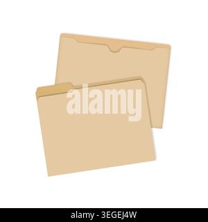Two blank empty manila file jackets isolated on white background, vector template Stock Vector