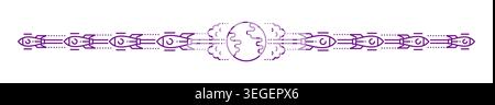 Outer space rocket flight and astronomy line divider or border. Galaxy outer space travel border, space discovery vector separator. Cosmos divider with rocket spaceship taking off from Earth planet Stock Vector
