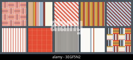 Minimalist Striped and Checkered Patterns Set Stock Vector