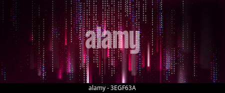 Red binary code background with cyber breach data matrix. Digital hacker attack warning with streaming numbers and malware threat elements. Technology security concept with dark futuristic design. Stock Vector