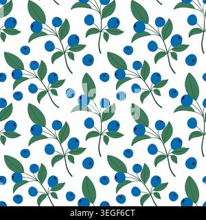 Simple blueberry plant pattern suitable for summer, health Stock Vector