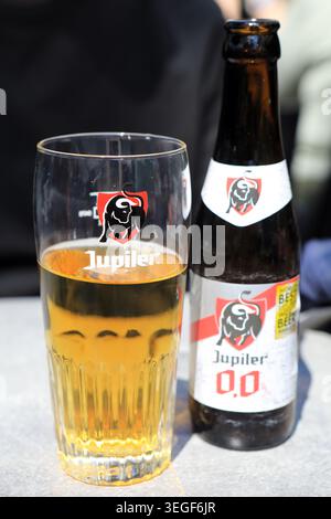 Jupiler 0.0 zero percent alcohol lager in Brussels, Belgium Stock Photo