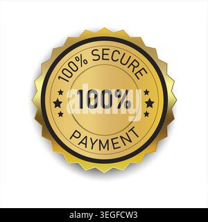 secure payment badge with luxury gold seal effect, premium security emblem and trusted business design. Golden secure payment label with p Stock Vector