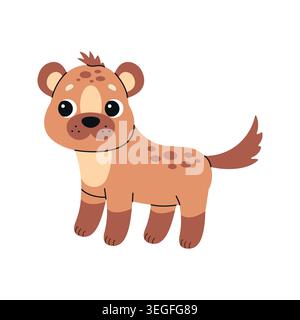 Cute cartoon hyena. African animal design. Vector flat illustration isolated on a white background. Stock Vector