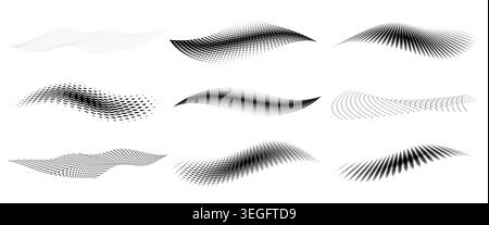 Collection of Wavy Halftone Patterns - Vector Illustration Stock Vector