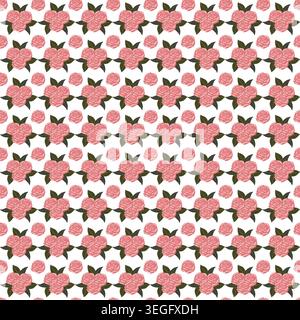 Composition of pink roses. Seamless pattern. Vector illustration. Stock Vector