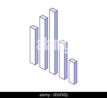 Bar chart. 3D graph. vector isometric illustration for business reports, data analysis, financial growth, statistics visualization Stock Vector