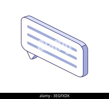 Messenger symbol, speech bubble with text. Isometric illustration for chat app, communication icon, social media, customer support Stock Vector