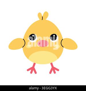 Cute cartoon chick. Vector flat illustration isolated on a white background. Stock Vector