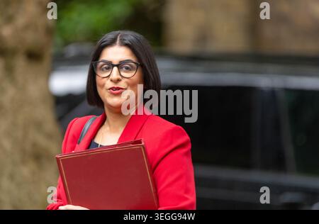 Shabana Mahmood, Home Secretary, seen arriving for a Cabinet meeting at 10 Downing Street. Cabinet ministers gather at 10 Downing Street for the weekly Cabinet meeting, chaired by Prime Minister Sir Keir Starmer. The meeting takes place against a backdrop of serious political pressure on the Prime Minister, with a significant number of Labour backbenchers demanding he set a date for his departure, and several ministers having already quit the government. Sir Keir Starmer has so far refused to stand down, insisting he will lead the party into the next general election Stock Photo