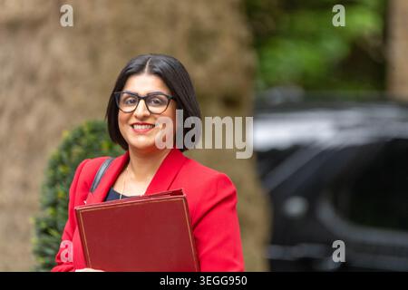 Shabana Mahmood, Home Secretary, seen arriving for a Cabinet meeting at 10 Downing Street. Cabinet ministers gather at 10 Downing Street for the weekly Cabinet meeting, chaired by Prime Minister Sir Keir Starmer. The meeting takes place against a backdrop of serious political pressure on the Prime Minister, with a significant number of Labour backbenchers demanding he set a date for his departure, and several ministers having already quit the government. Sir Keir Starmer has so far refused to stand down, insisting he will lead the party into the next general election Stock Photo
