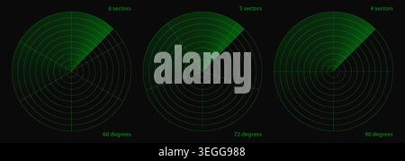 Sonar screen, military radar vector. 3d ship scanner, circle hud bg. Submarine digital compass and ui data signal. Graphic system of green airplane in Stock Vector