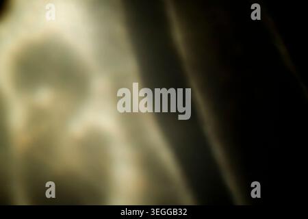 Soft out of focus golden organic light patterns against dark backdrop Stock Photo