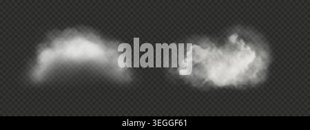 White cumulus png. Realistic fluffy clouds isolated on transparent background Stock Vector