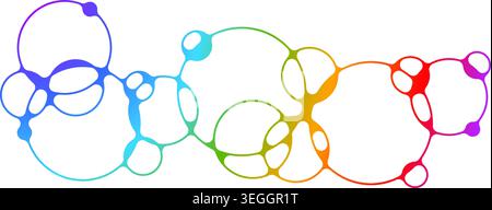 Rainbow connected bubble pattern. Colorful geometric round morph concept. Morphing metaball shape. Abstract iridescent blob design element for emblem, banner, logo, icon, tag, sign, sticker. Vector Stock Vector