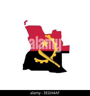Angola - country map silhouette filled with national flag. Simple flat vector illustration. Stock Vector