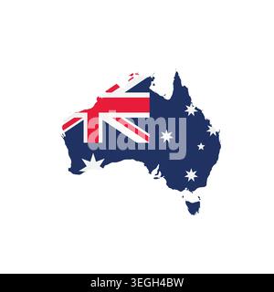 Australia - country map silhouette filled with national flag. Simple flat vector illustration. Stock Vector