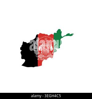 Afghanistan - country map silhouette filled with national flag. Simple flat vector illustration. Stock Vector