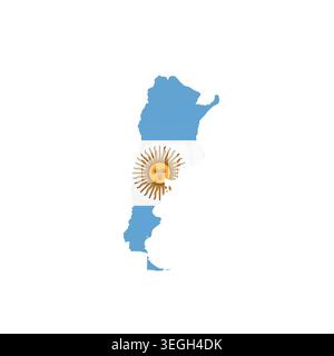 Argentina - country map silhouette filled with national flag. Simple flat vector illustration. Stock Vector