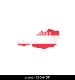 Austria - country map silhouette filled with national flag. Simple flat vector illustration. Stock Vector