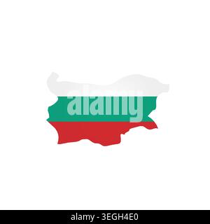 Bulgaria - country map silhouette filled with national flag. Simple flat vector illustration. Stock Vector