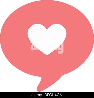 Simple illustration of a large pink speech bubble with a white heart shape cutout in the center. Stock Vector