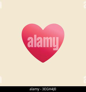 Simple illustration of a rounded red heart with soft gradient shading centered on a pale cream background. Stock Vector