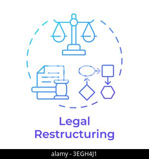 Legal restructuring blue gradient concept icon Stock Vector