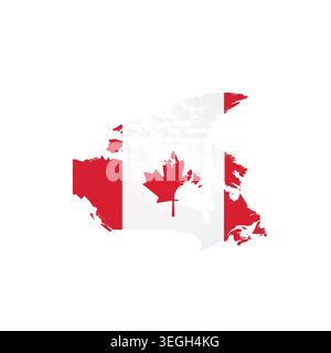 Canada - country map silhouette filled with national flag. Simple flat vector illustration. Stock Vector