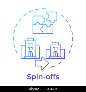 Spin offs blue gradient concept icon Stock Vector