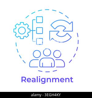 Realignment blue gradient concept icon Stock Vector