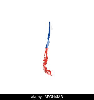 Chile - country map silhouette filled with national flag. Simple flat vector illustration. Stock Vector