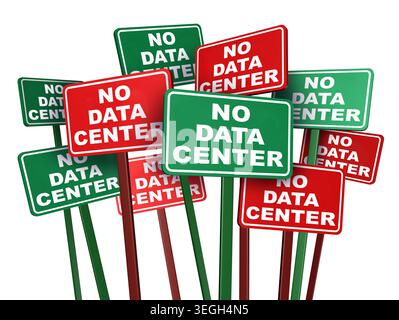 Protesting Data Centers and Data-Center ban and AI technology protest as a sign showing public revolt against large technological installations as a p Stock Photo