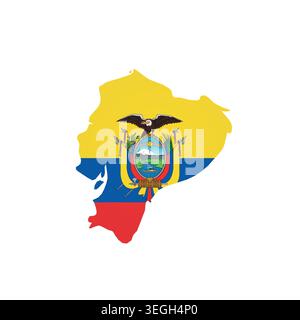Ecuador - country map silhouette filled with national flag. Simple flat vector illustration. Stock Vector