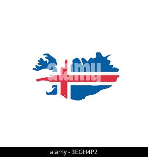 Iceland - country map silhouette filled with national flag. Simple flat vector illustration. Stock Vector