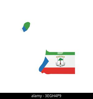 Equatorial Guinea - country map silhouette filled with national flag. Simple flat vector illustration. Stock Vector