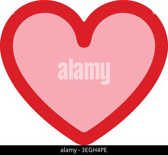 Simple illustration of a large pink heart with a bold red outline and pale pink inner area. Stock Vector