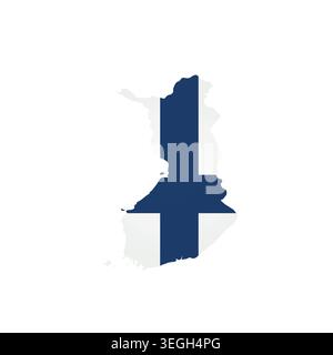 Finland - country map silhouette filled with national flag. Simple flat vector illustration. Stock Vector