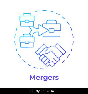 Mergers blue gradient concept icon Stock Vector