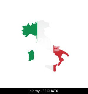 Italy - country map silhouette filled with national flag. Simple flat vector illustration. Stock Vector