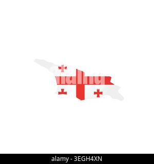 Georgia - country map silhouette filled with national flag. Simple flat vector illustration. Stock Vector