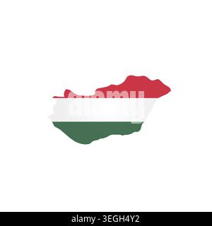 Hungary - country map silhouette filled with national flag. Simple flat vector illustration. Stock Vector