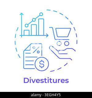 Divestitures blue gradient concept icon Stock Vector