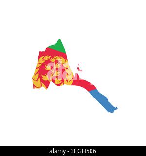 Eritrea - country map silhouette filled with national flag. Simple flat vector illustration. Stock Vector