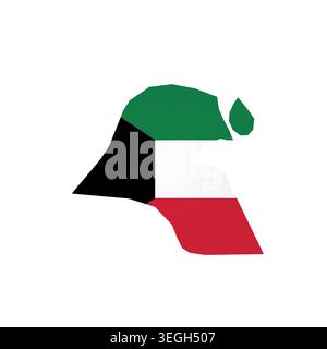 Kuwait - country map silhouette filled with national flag. Simple flat vector illustration. Stock Vector