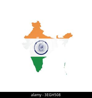 India - country map silhouette filled with national flag. Simple flat vector illustration. Stock Vector